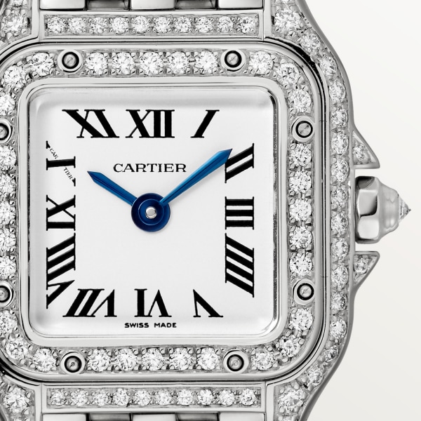 Reloj Panthère de Cartier Tamaño mini, movimiento de cuarzo, oro blanco, diamantes