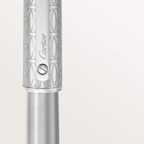 Bolígrafo roller Santos de Cartier Tamaño grande, metal cepillado y grabado, acabado paladio