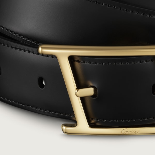 Cinturón Tank Asymétrique de Cartier Piel de ternera negra, hebilla asimétrica acabado dorado
