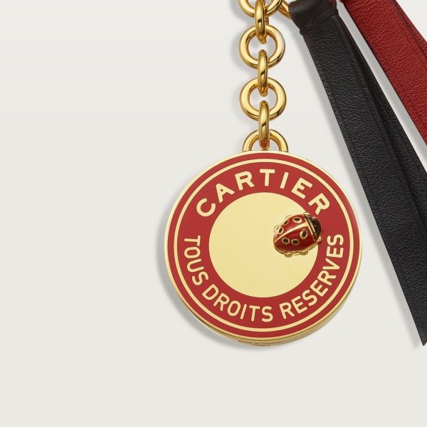 Llavero sello Diabolo de Cartier Metal lacado, piel, acabado dorado