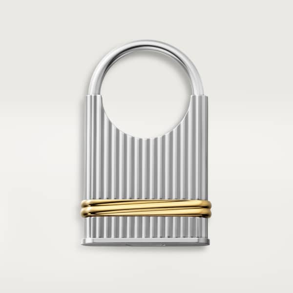 Louis Cartier Vendôme key ring with gadroon motif Brass and stainless steel, palladium and gold finishes.