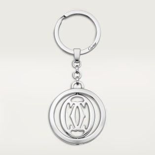 Pivoting double C décor key ring Stainless steel