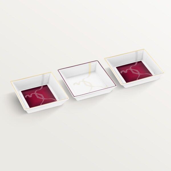 Set of three Entrelacés de Cartier trinket trays, small model Porcelain