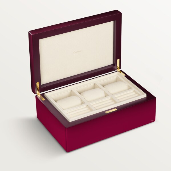 Caja para tres relojes y gemelos Entrelacés de Cartier GM Madera lacada