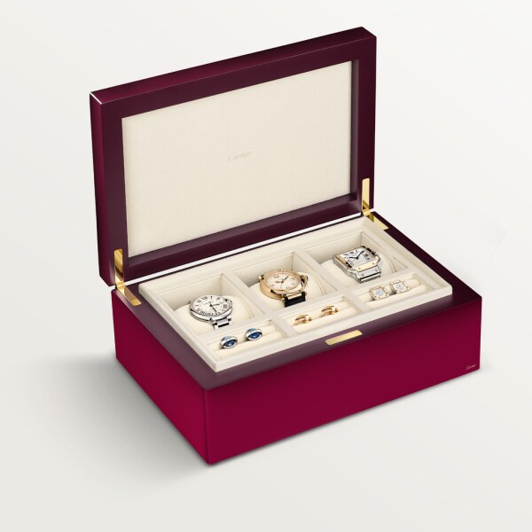 Caja para tres relojes y gemelos Entrelacés de Cartier GM Madera lacada