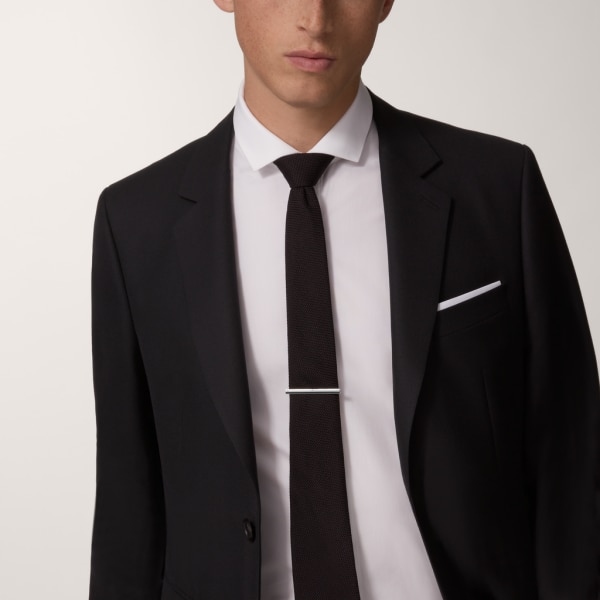 Pinza para corbata Santos de Cartier Acero inoxidable, laca negra, acabado paladio