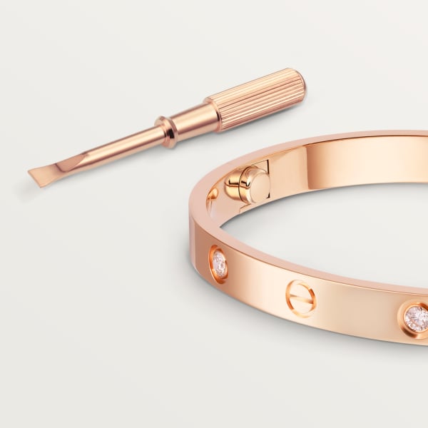 Love bracelet, classic model, 4 diamonds Rose gold, diamonds