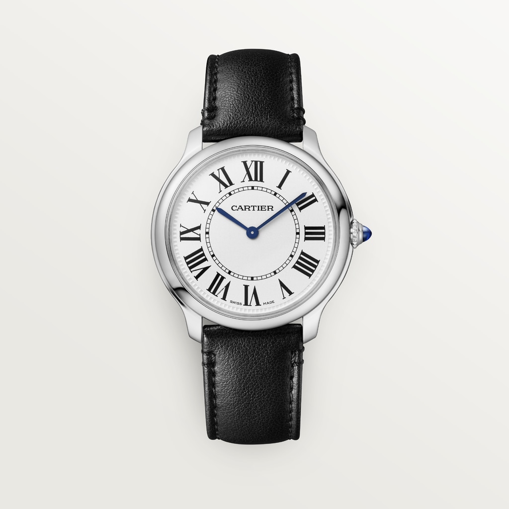 Reloj Ronde Must de Cartier36 mm, movimiento de cuarzo, acero, correa de origen no animal