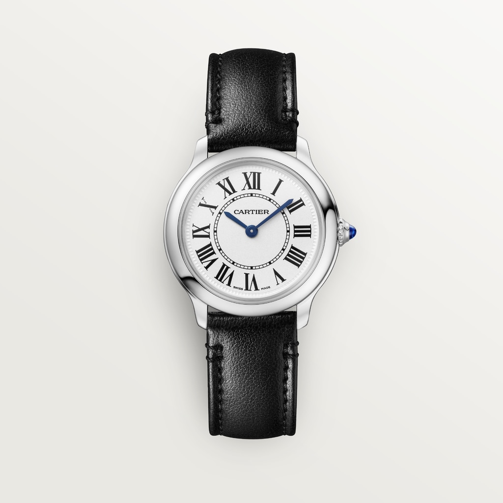 Reloj Ronde Must de Cartier29 mm, movimiento de cuarzo, acero, correa de origen no animal