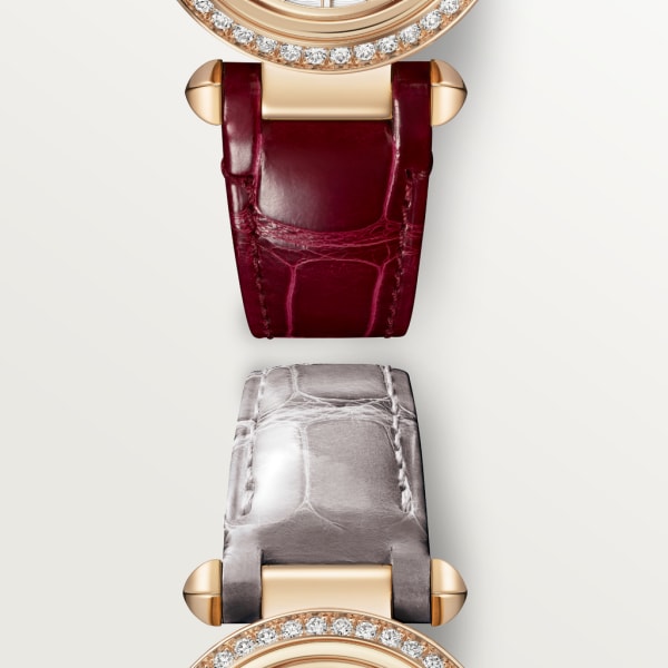 Reloj Pasha de Cartier 30 mm, movimiento de cuarzo, oro rosa , diamantes, correas de piel intercambiables