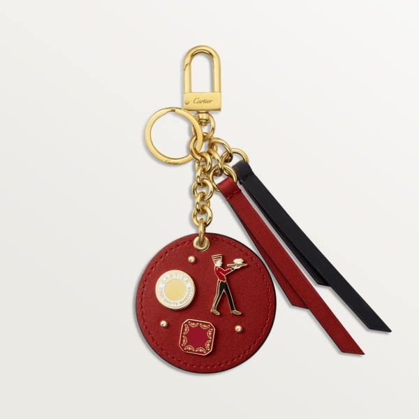 Diabolo de Cartier medallion key ring Red and black calfskin, gold finish