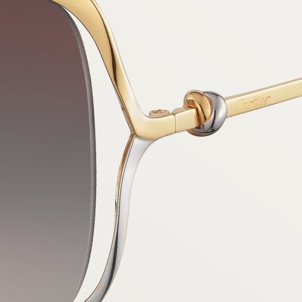 Trinity sunglasses Smooth golden-finish and platinum-finish metal, graduated grey lenses with golden flash