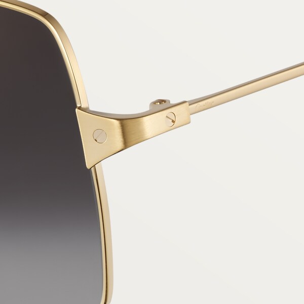 Gafas de sol Santos de Cartier Metal acabado dorado liso y cepillado, lentes gris degradado con flash dorado