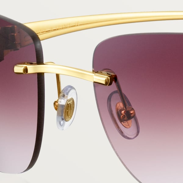 Gafas de sol Panthère de Cartier Acabado dorado, metal, lentes púrpuras