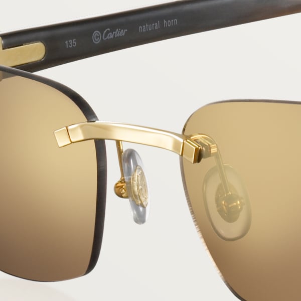 C Décor sunglasses White buffalo horn, smooth golden finish, brown lenses