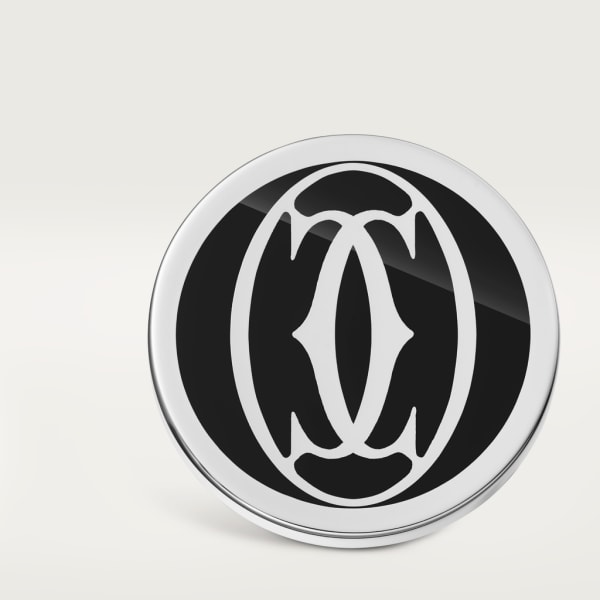 Boutons de manchettes décor logo Double C de Cartier laque noire Argent massif, finition palladiée, laque noire