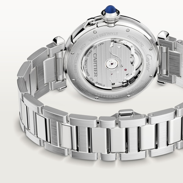 Reloj Pasha de Cartier 41 mm, movimiento automático, acero, esfera color gris oscuro, brazalete de metal y correa de piel intercambiables