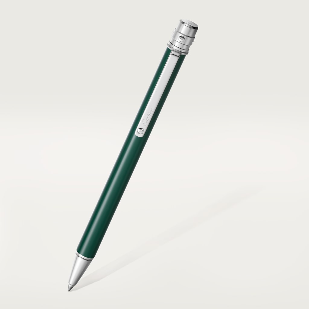 Santos de Cartier penSmall model, green lacquer, palladium-finish detailing