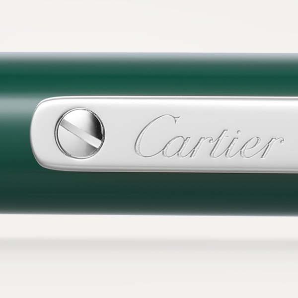Bolígrafo Santos de Cartier Tamaño pequeño, laca verde, acabado paladio