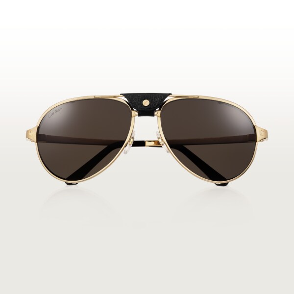 Gafas de sol Santos de Cartier Metal acabado dorado liso y cepillado, lentes grises polarizadas