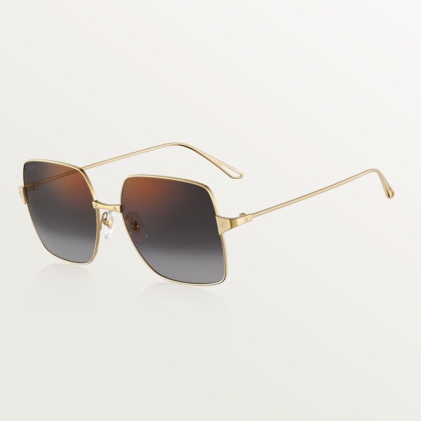 Gafas de sol Santos de Cartier Metal acabado dorado liso y cepillado, lentes gris degradado con flash dorado