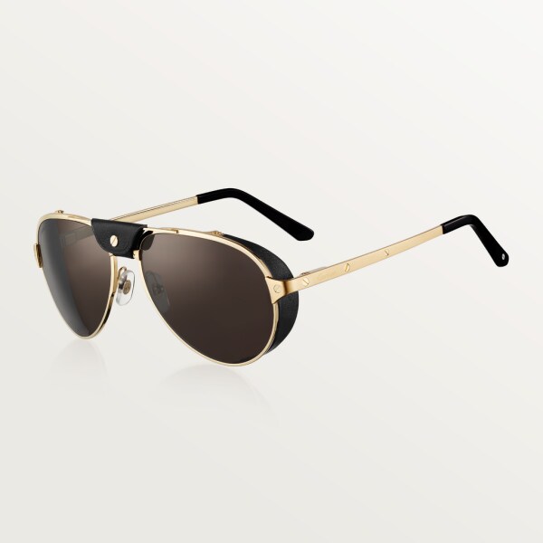 Gafas de sol Santos de Cartier Metal acabado dorado liso y cepillado, lentes grises polarizadas