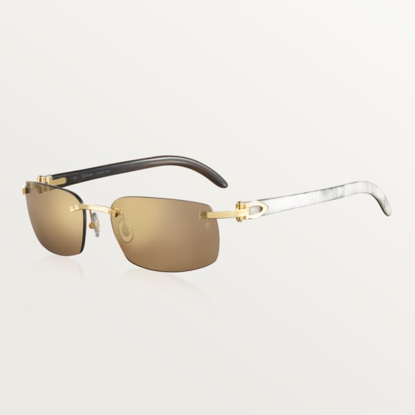 CRT8200759 C Décor sunglasses - White buffalo horn, smooth finish, brown lenses - Cartier