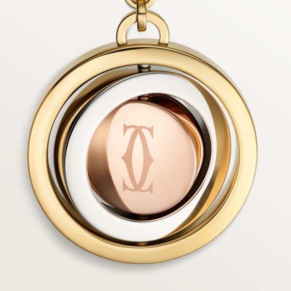 Three ring motif key ring Trinity Steel, rose-golden and yellow-golden finish