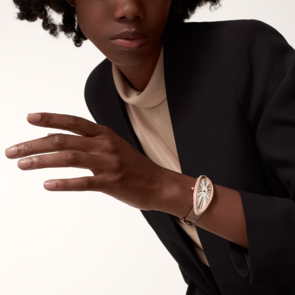 Baignoire Allongée Extragroßes Modell, mechanisches Uhrwerk mit Handaufzug, Roségold, Diamanten