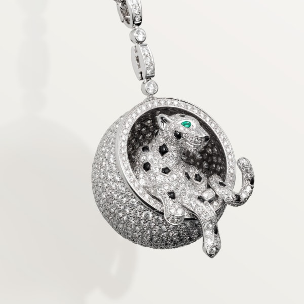 Collier Panthère de Cartier Or gris, émeraudes, onyx, diamants