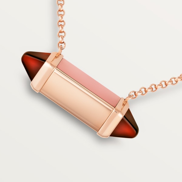 Collar Les Berlingots de Cartier MM Oro rosa, calcedonia rosa, granate