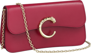 Bolso de cadena tamaño mini, Panthère de Cartier Piel de becerro rojo cereza, acabado dorado y esmalte negro