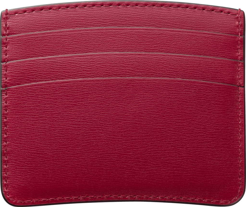 Simple card holder, Panthère de CartierCherry red calfskin, golden finish