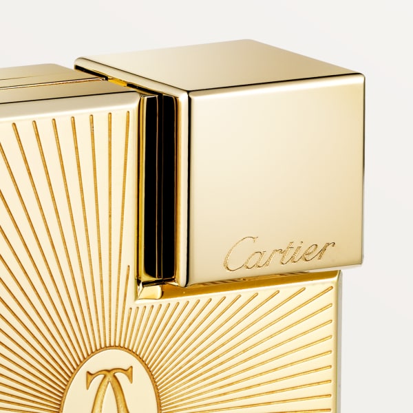 Encendedor cuadrado logo Doble C de Cartier motivo Soleil acabado dorado amarillo Metal, acabado dorado amarillo
