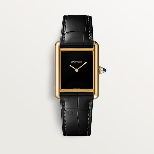 Tank Louis Cartier Watch Small Model, Quartz Movement, Yellow Gold, Leather