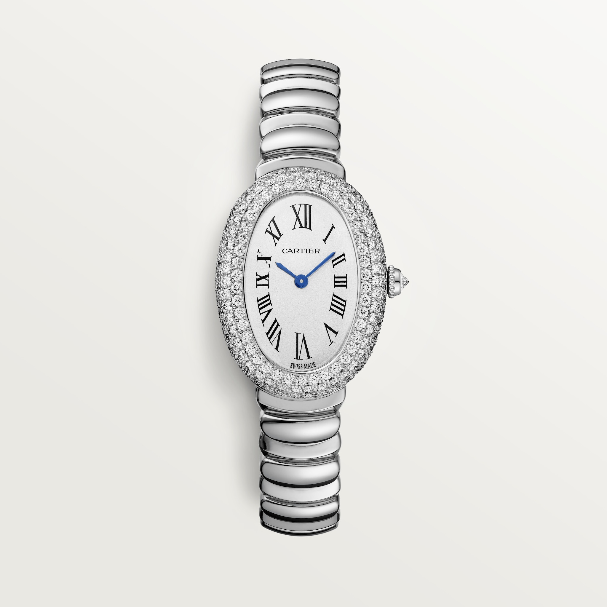 Baignoire watchSmall model, quartz movement, white gold, diamonds