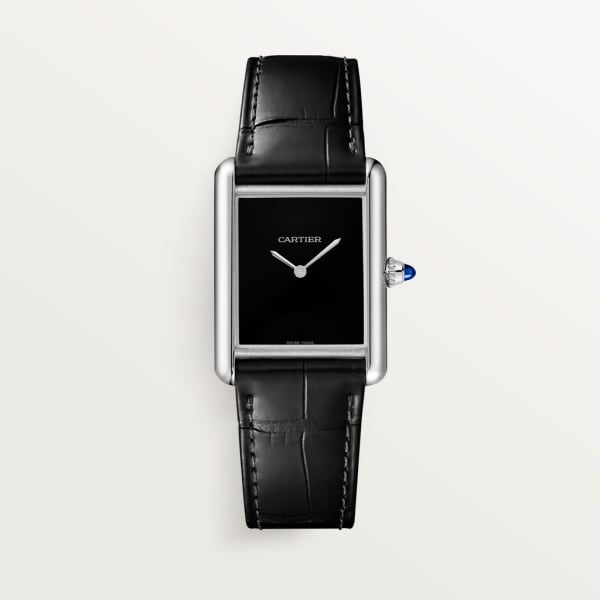 Tank Must de Cartier watch Large model, quartz movement, steel, leather