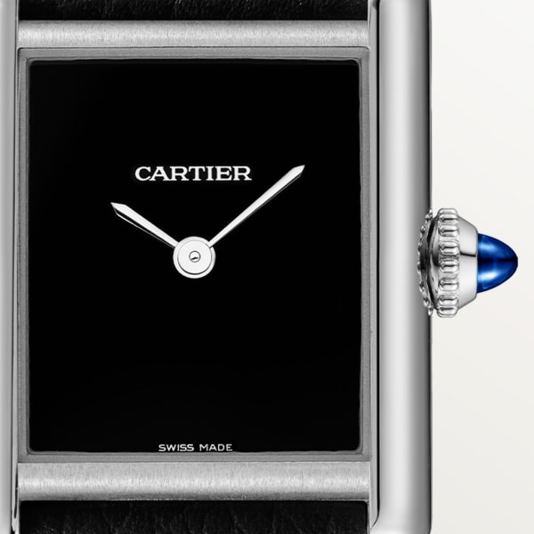Reloj Tank Must de Cartier Tamaño pequeño, movimiento de cuarzo, acero, piel