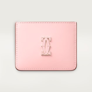 Simple Card Holder, C de Cartier Pale pink calfskin, golden and pale pink enamel finish