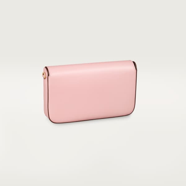 Mini chain bag, C de Cartier Pale pink calfskin, golden and pale pink enamel finish