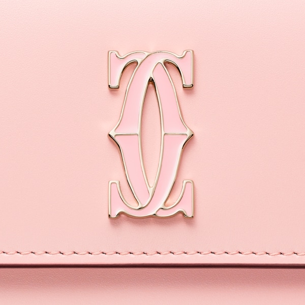 Mini wallet, C de Cartier Pale pink calfskin, golden and pale pink enamel finish