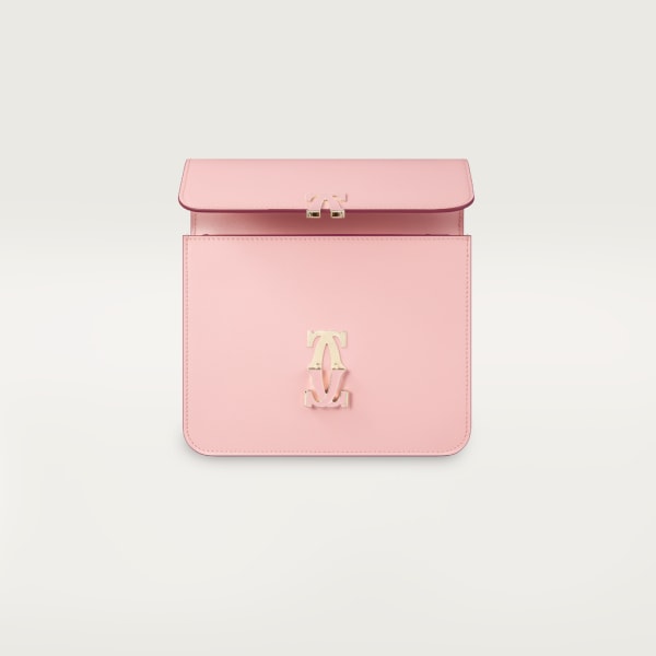 Bolso de hombro tamaño mini, C de Cartier Piel de becerro rosa pálido, acabado dorado y esmalte rosa pálido