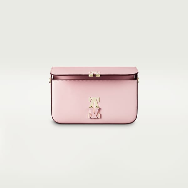 Mini chain bag, C de Cartier Pale pink calfskin, golden and pale pink enamel finish