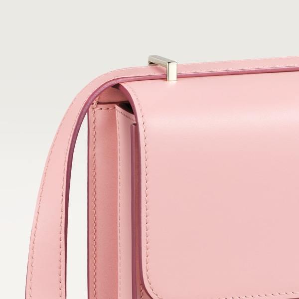 Bolso de hombro tamaño mini, C de Cartier Piel de becerro rosa pálido, acabado dorado y esmalte rosa pálido