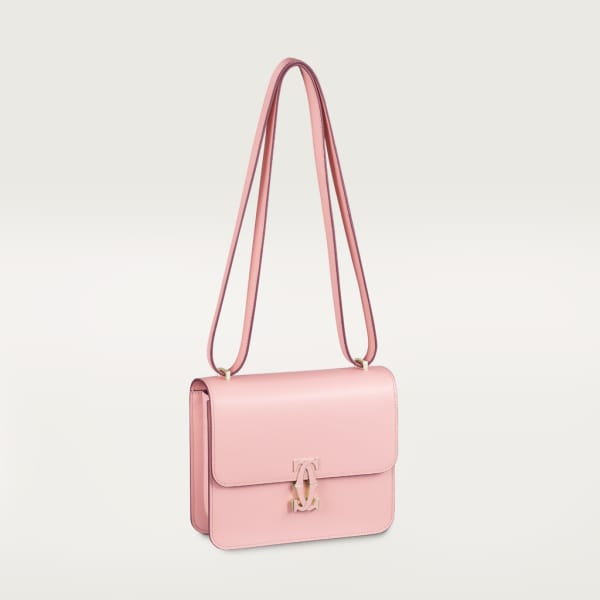 Mini shoulder bag, C de Cartier Pale pink calfskin, golden and pale pink enamel finish