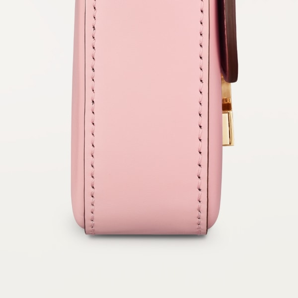 Mini chain bag, C de Cartier Pale pink calfskin, golden and pale pink enamel finish