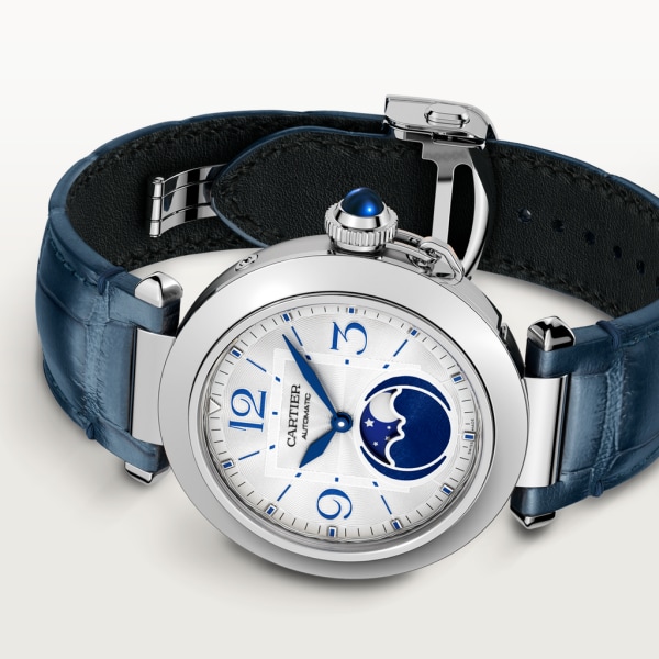 Reloj Pasha de Cartier 41 mm, movimiento automático, acero, correas de piel intercambiables