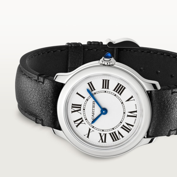 Reloj Ronde Must de Cartier 29 mm, movimiento de cuarzo, acero, correa de origen no animal