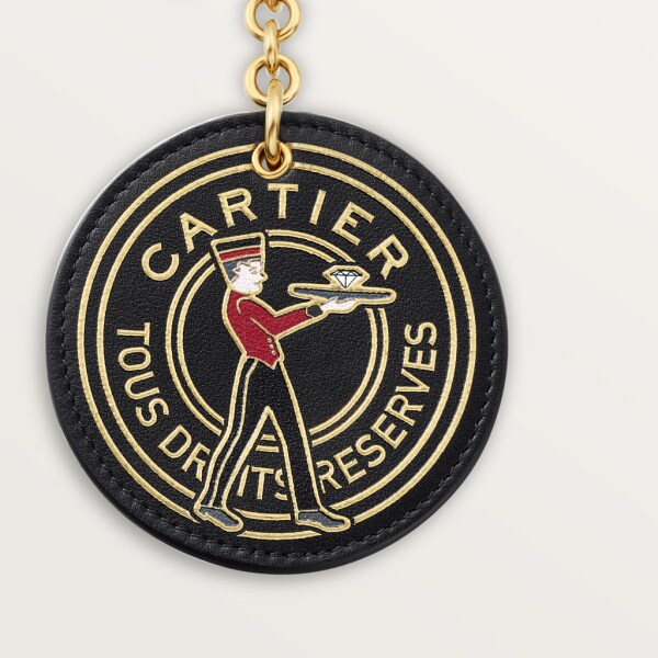 Diabolo de Cartier medallion key ring Black calfskin and golden finish