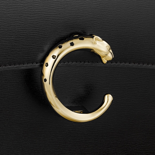Bolso de cadena tamaño pequeño, Panthère de Cartier Piel de becerro negra, acabado dorado y esmalte negro